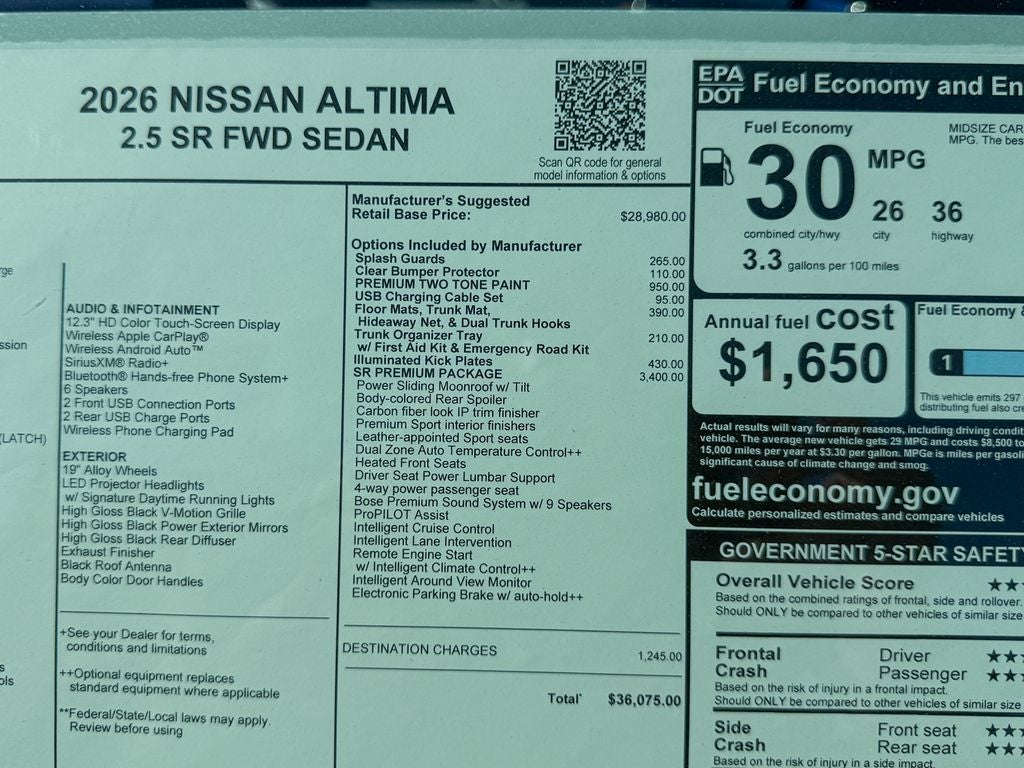 2026 Nissan Altima 2.5 SR