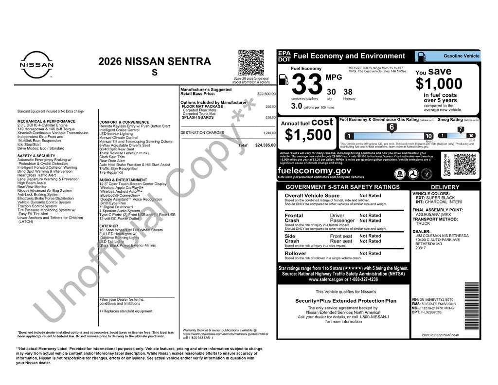 2026 Nissan Sentra S