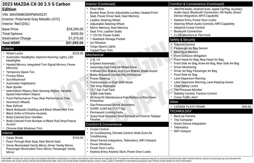 2023 Mazda Mazda CX-30 2.5 S Carbon Edition
