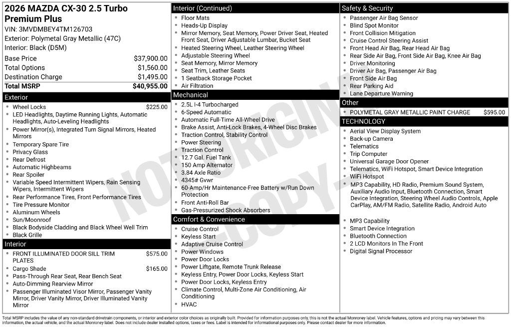 2026 Mazda Mazda CX-30 2.5 Turbo Premium Plus