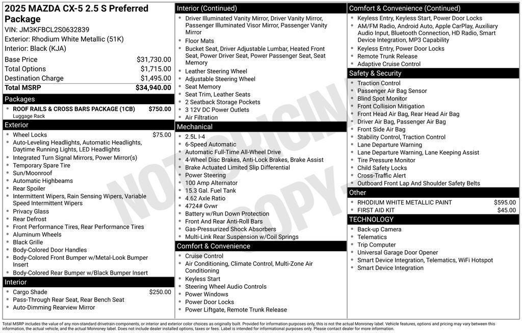2025 Mazda Mazda CX-5 2.5 S Preferred Package