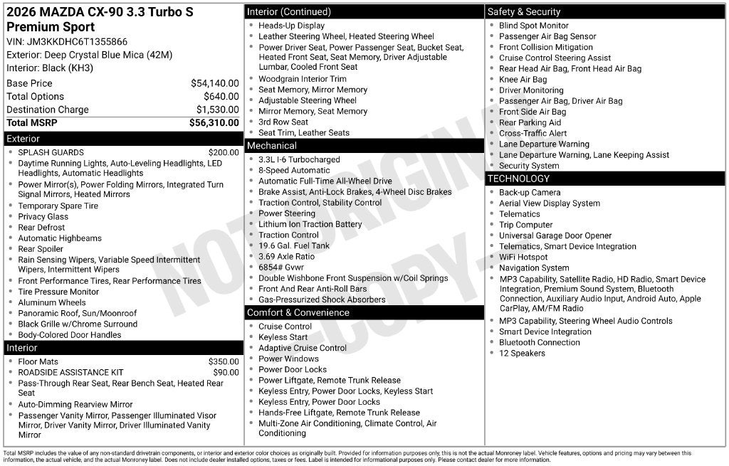2026 Mazda Mazda CX-90 3.3 Turbo S Premium