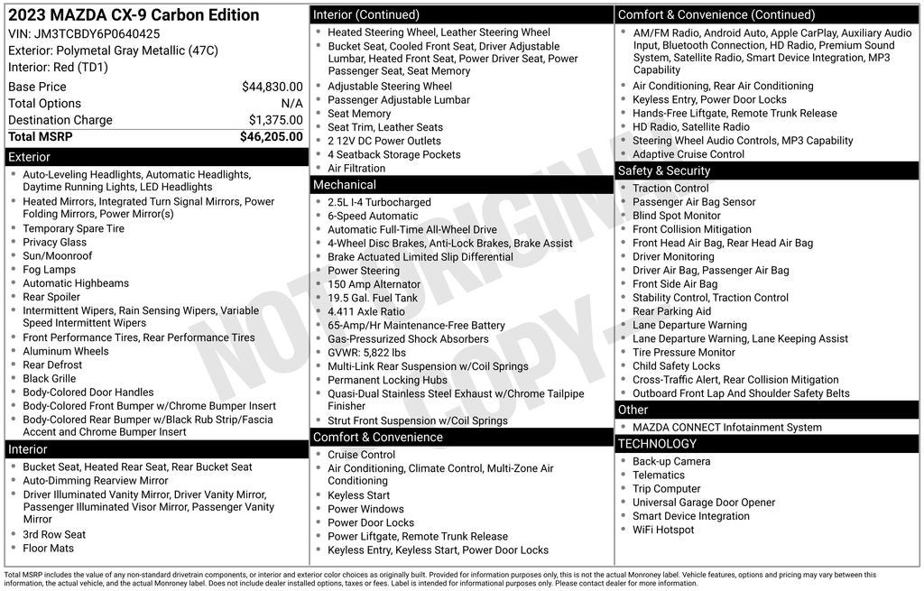 2023 Mazda Mazda CX-9 Carbon Edition