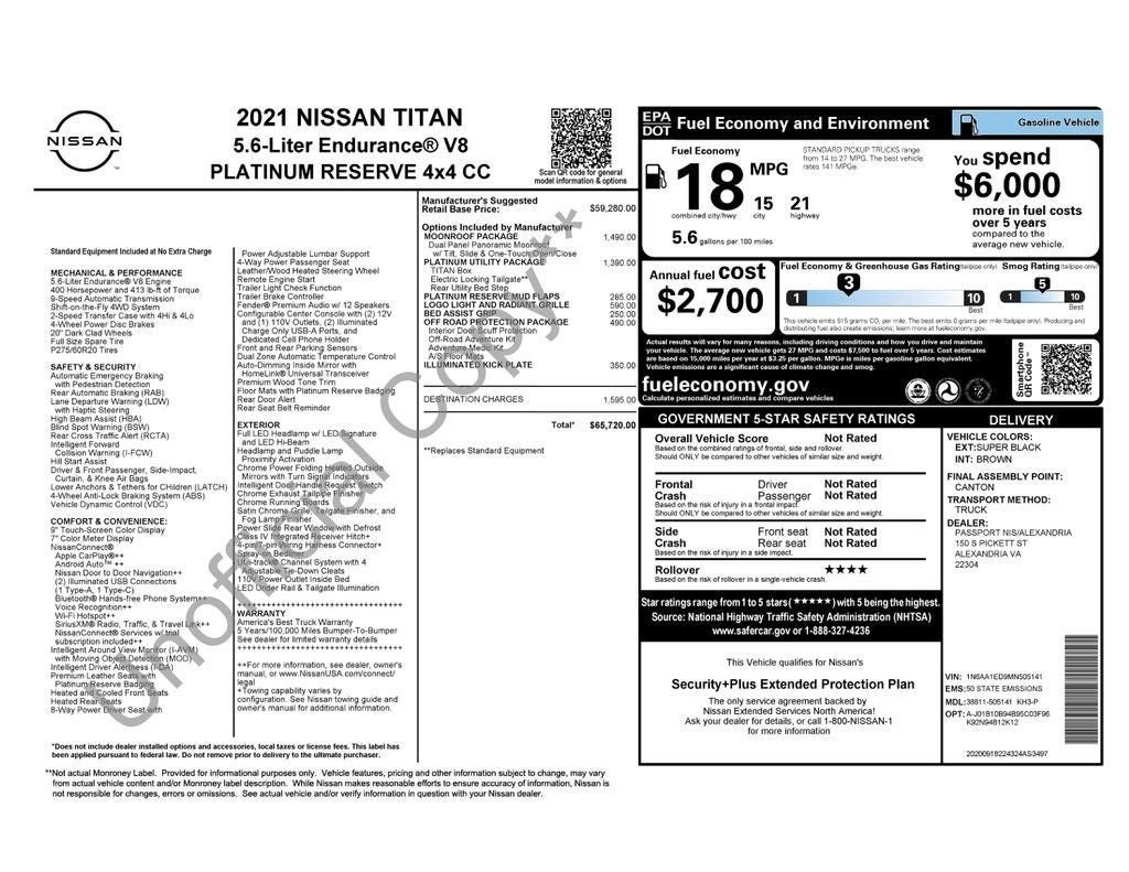 2021 Nissan Titan Platinum Reserve Nissan Certified