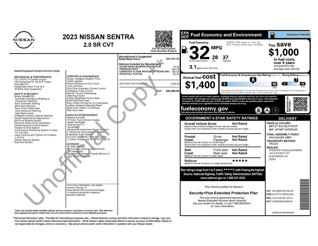 2023 Nissan Sentra SR Nissan Certified