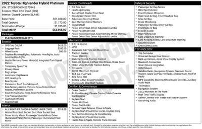 2022 Toyota Highlander Hybrid Platinum