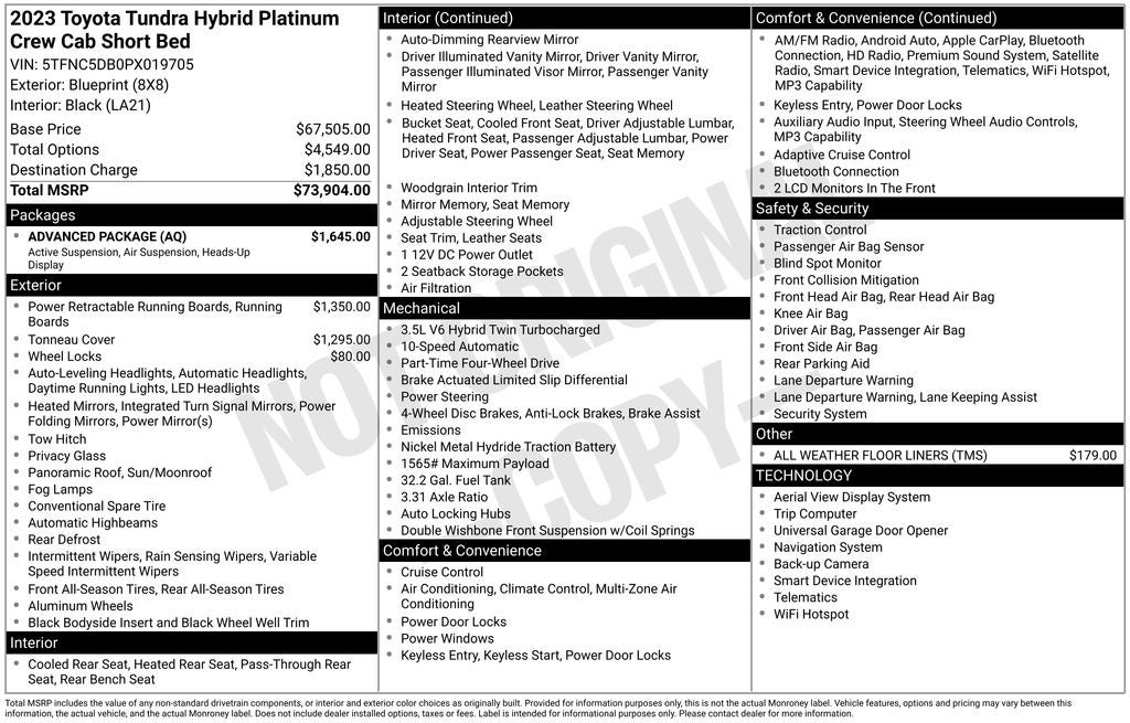 2023 Toyota Tundra Hybrid Platinum