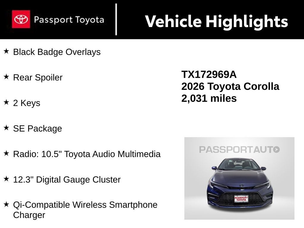 2026 Toyota Corolla SE